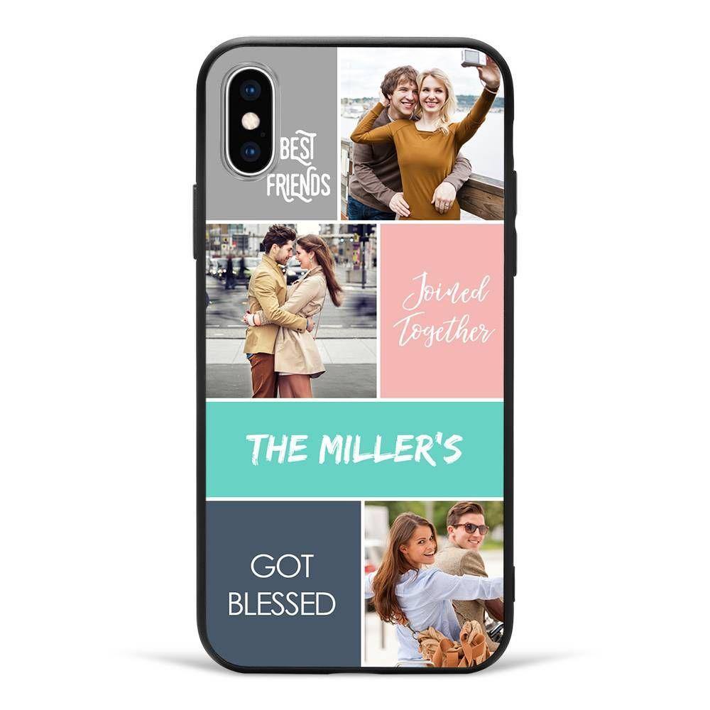 iPhoneX Custom Photo Protective Phone Case - Glass Surface - 3 Pictures with Name - soufeelus