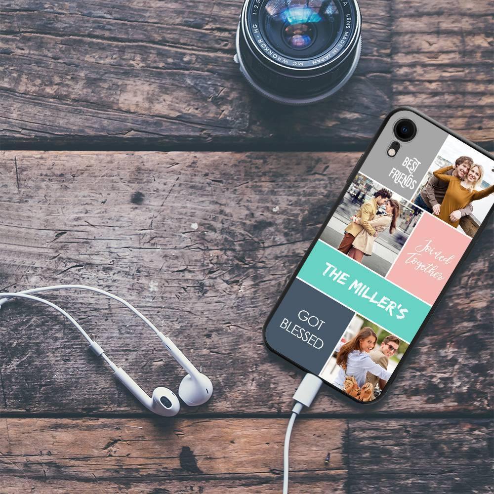 iPhone Xr Custom Photo Protective Phone Case - 3 Pictures with Name Soft Shell Matte - soufeelus