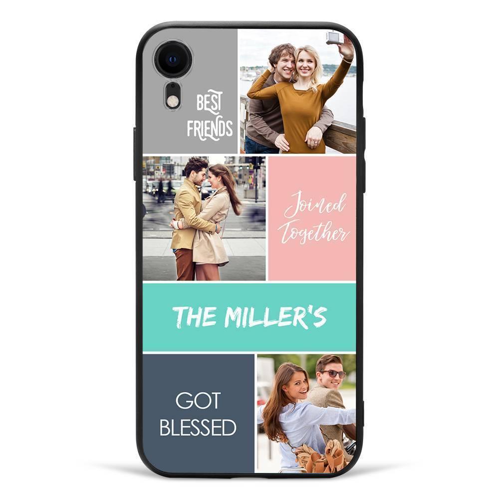 iPhone Xs Max Custom Photo Protective Phone Case - 3 Pictures with Name Soft Shell Matte - soufeelus