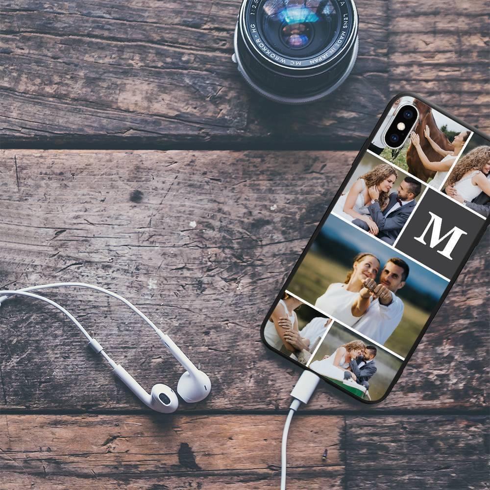 iPhone Xs Max Custom Photo Protective Phone Case - 6 Pictures with Single Letter Soft Shell Matte - soufeelus