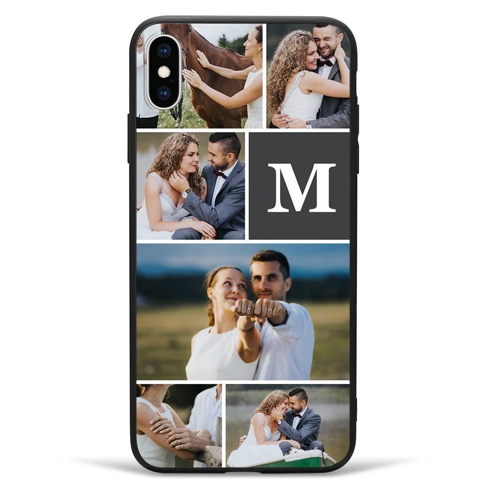 iPhone Xr Custom Photo Protective Phone Case - 6 Pictures with Single Letter Soft Shell Matte - soufeelus