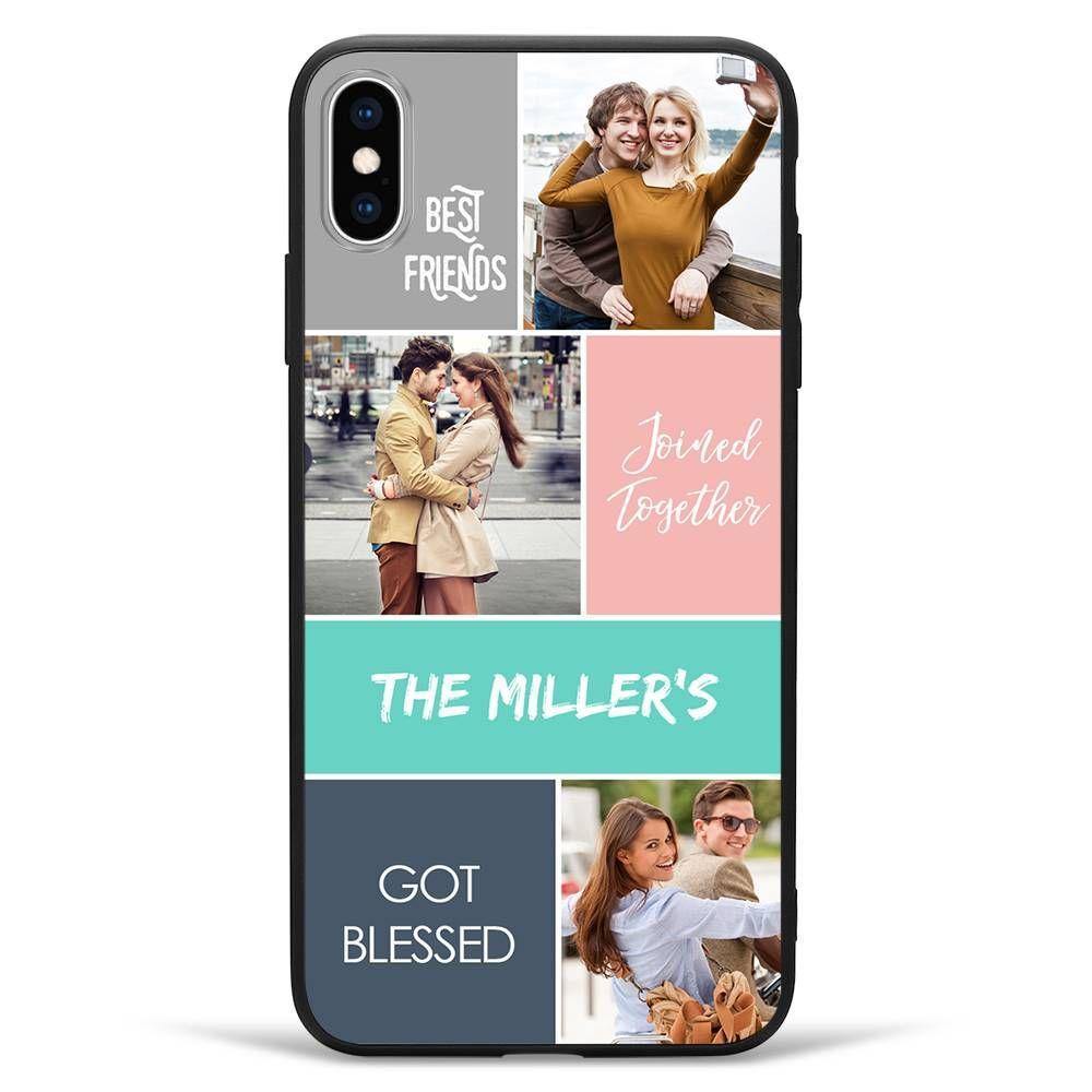 iPhone Xs Max Custom Photo Protective Phone Case - 3 Pictures with Name Soft Shell Matte - soufeelus