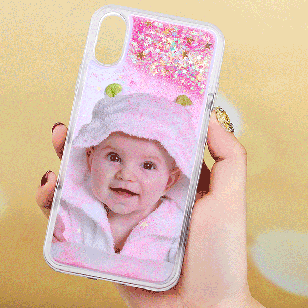 Custom Photo Phone Case Pink Quicksand with Little Heart - iPhone 7p/8p - soufeelus