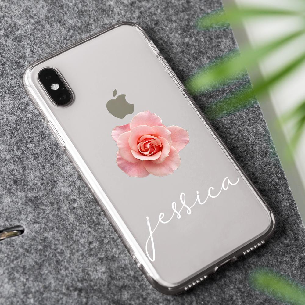 Custom Engraved iPhone Case iPhone XS Max Rose Pattern Fashion Simplicity