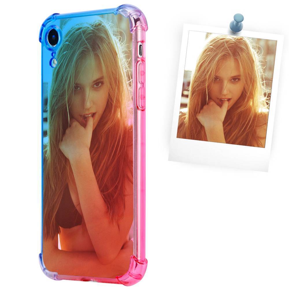 Custom Gradient Photo Phone Case Blue and Pink - iPhone Case