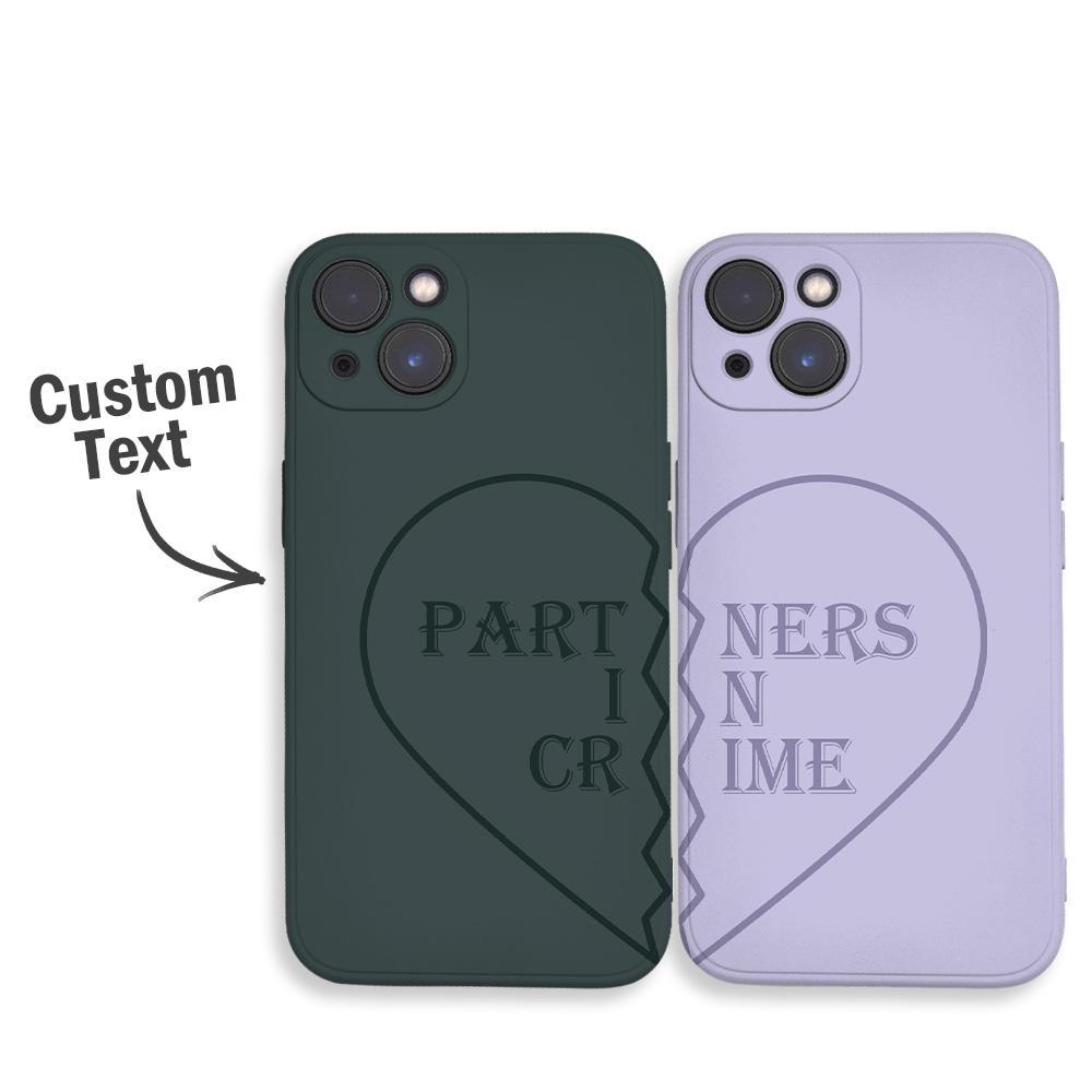 IPhone14ProMax Custom Text Heart-shaped Black Phone Case Soft Shell Matte for Couple - soufeelus