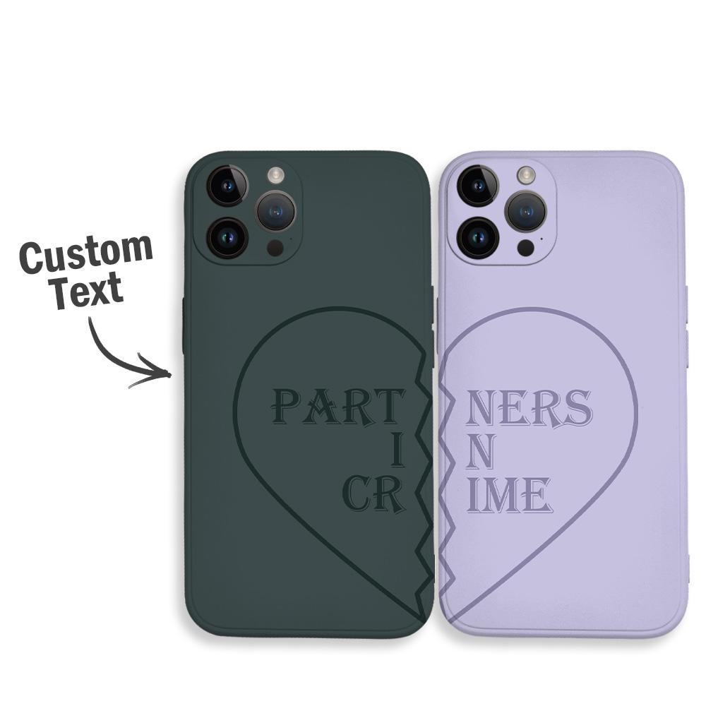 IPhone14ProMax Custom Text Heart-shaped Black Phone Case Soft Shell Matte for Couple - soufeelus