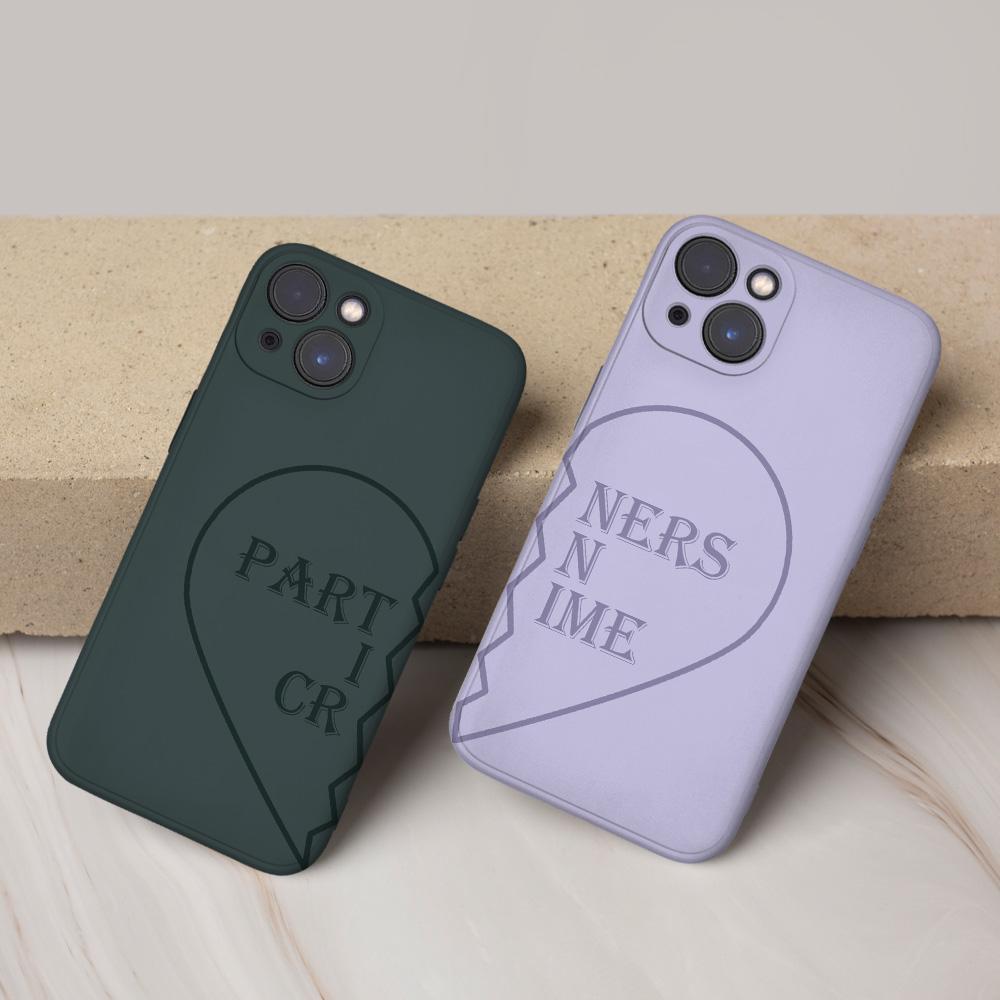 IPhone14ProMax Custom Text Heart-shaped Black Phone Case Soft Shell Matte for Couple - soufeelus