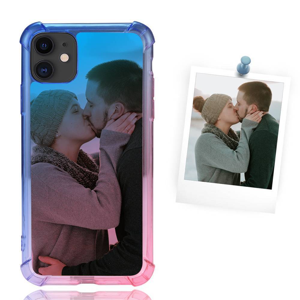 Custom Gradient Photo Phone Case Blue and Pink - iPhone Case