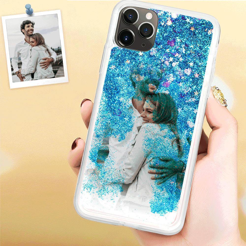 iPhone 5/Se Custom Quicksand Photo Protective Phone Case Soft Shell - Blue - soufeelus