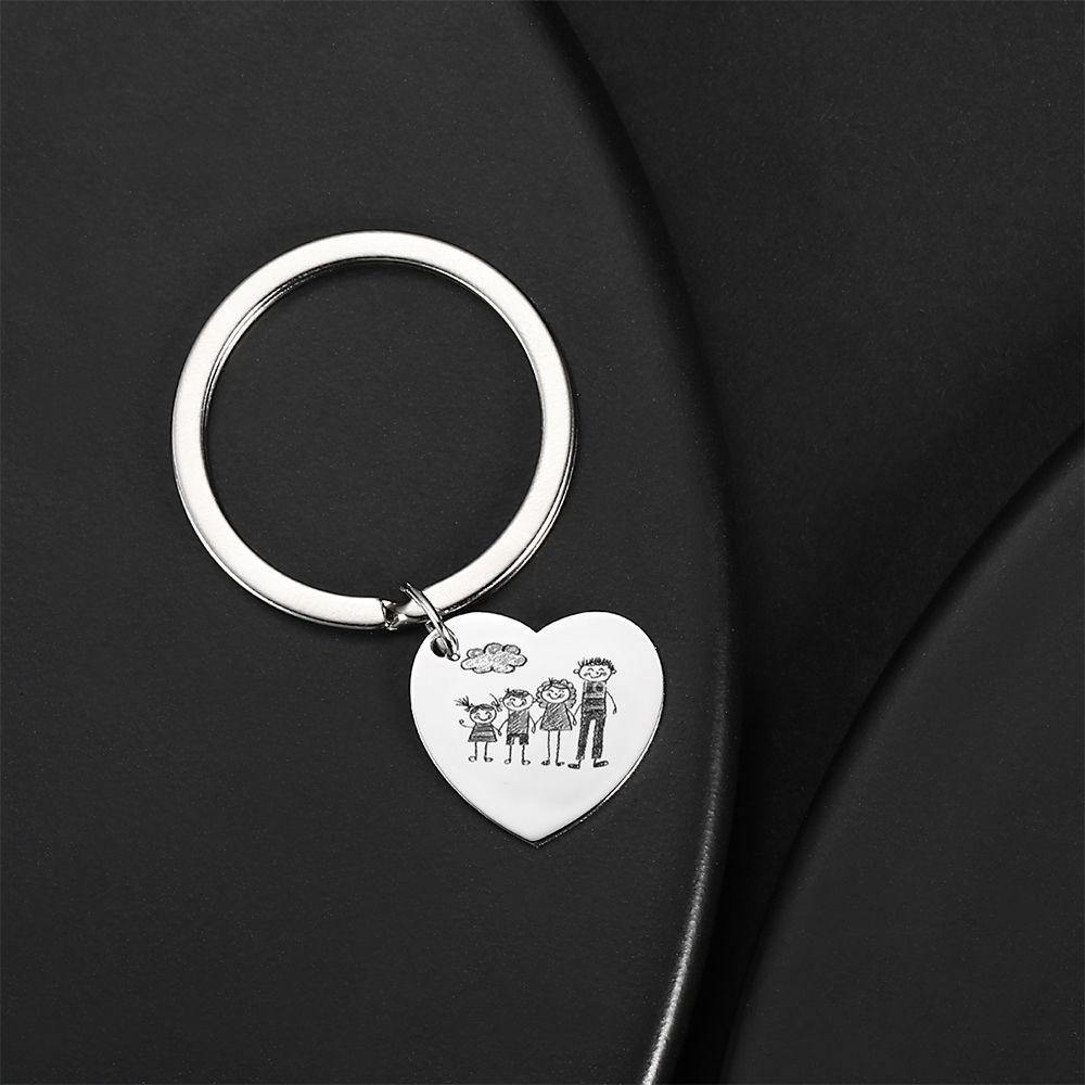 Photo Key Chain, Handwriting Key Chain, Heart-shaped Handwriting Gift - Childern - soufeelus