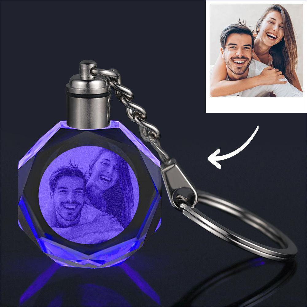 Custom Photo Crystal Keychain Couple's Gifts Octagon - soufeelus