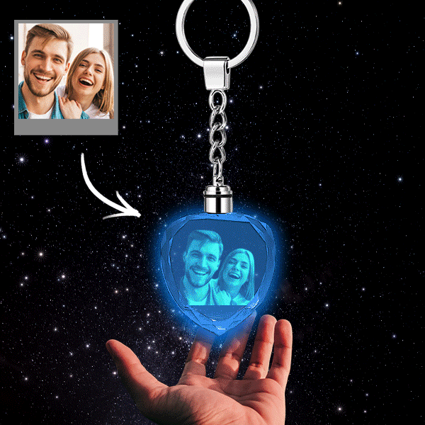 Custom Photo Crystal Keychain Unique Gifts Heart-Shaped For Lovers - soufeelus
