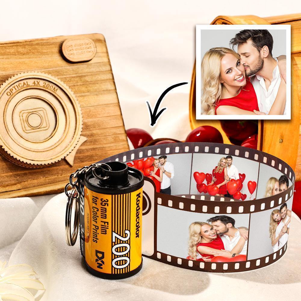 5 Pics Custom Photo Film Roll Keychain with Pictures Customized Photo Gifts for Family - soufeelus