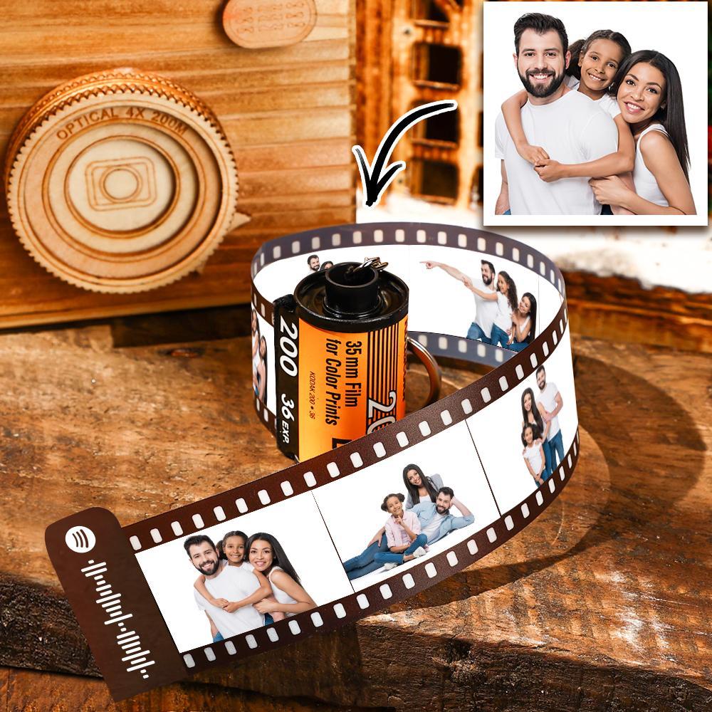 Scannable Spotify Camera Roll Keychain Spotify Favorite Song Photo Engraved Film Keychain Anniversary Gifts Green Color 10 Pics