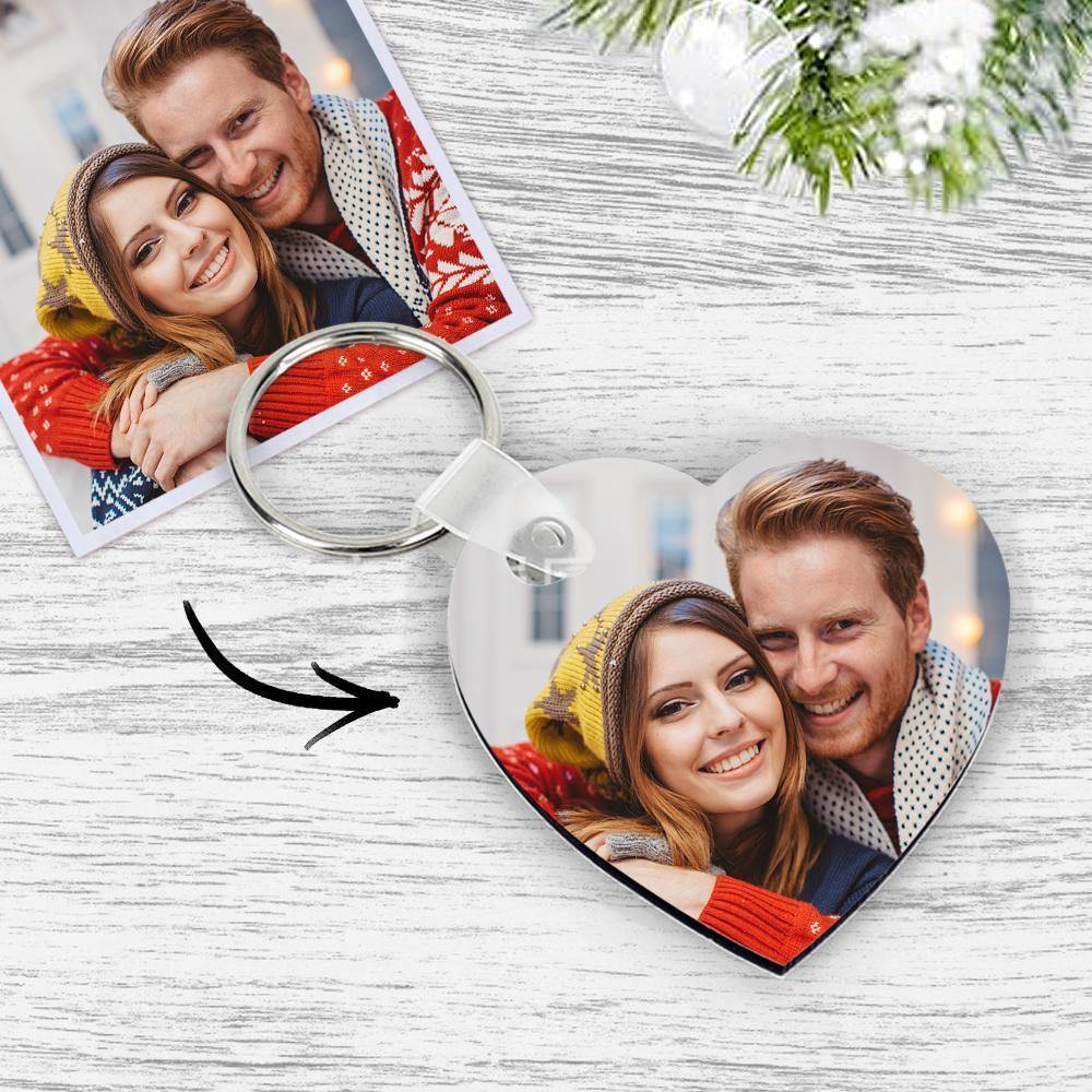 Custom Photo Keychain Density Board Memorial Gift Heart Shape for Father - soufeelus