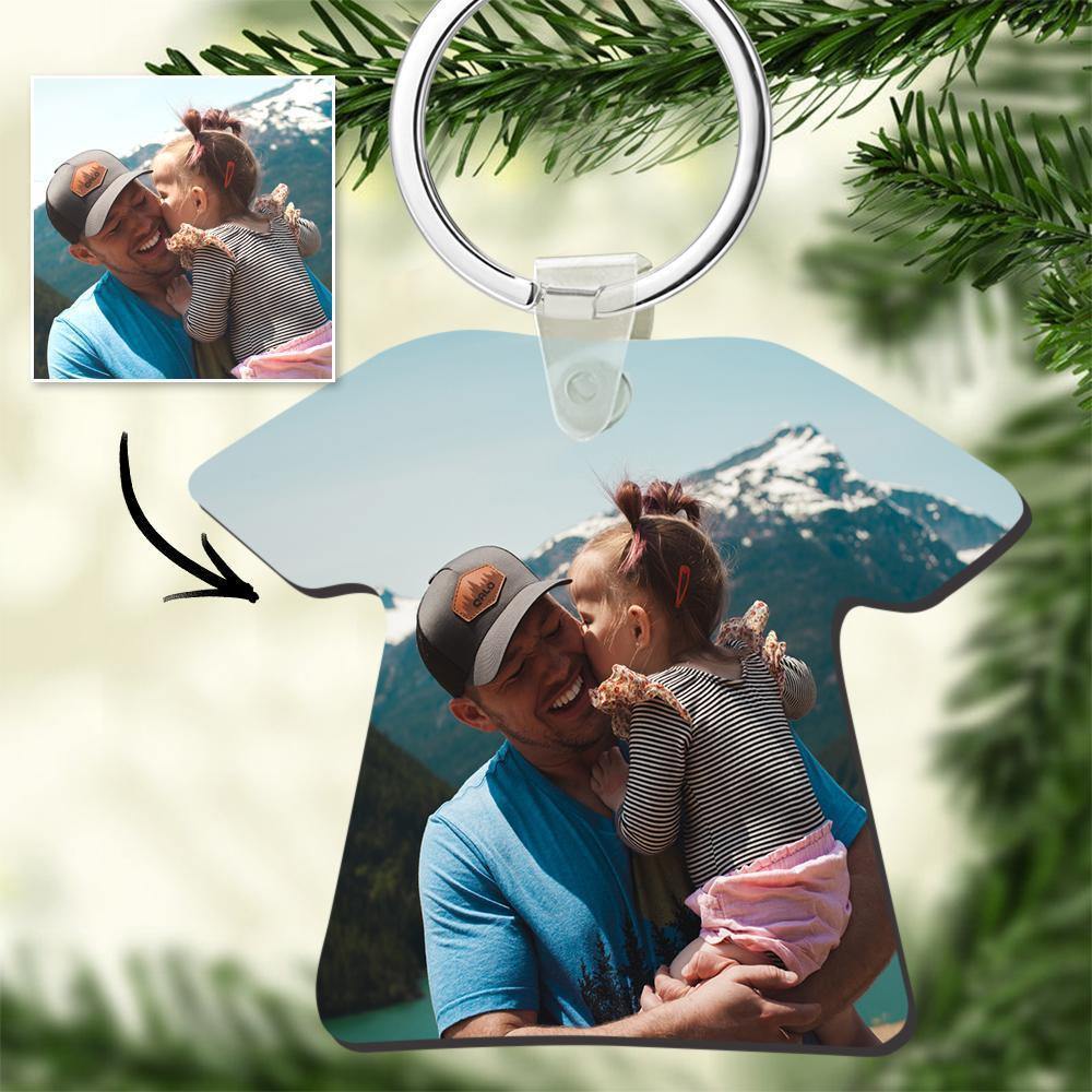 Custom Photo Keychain Density Board Keychain Memorial Gift T-shirt Shape - soufeelus