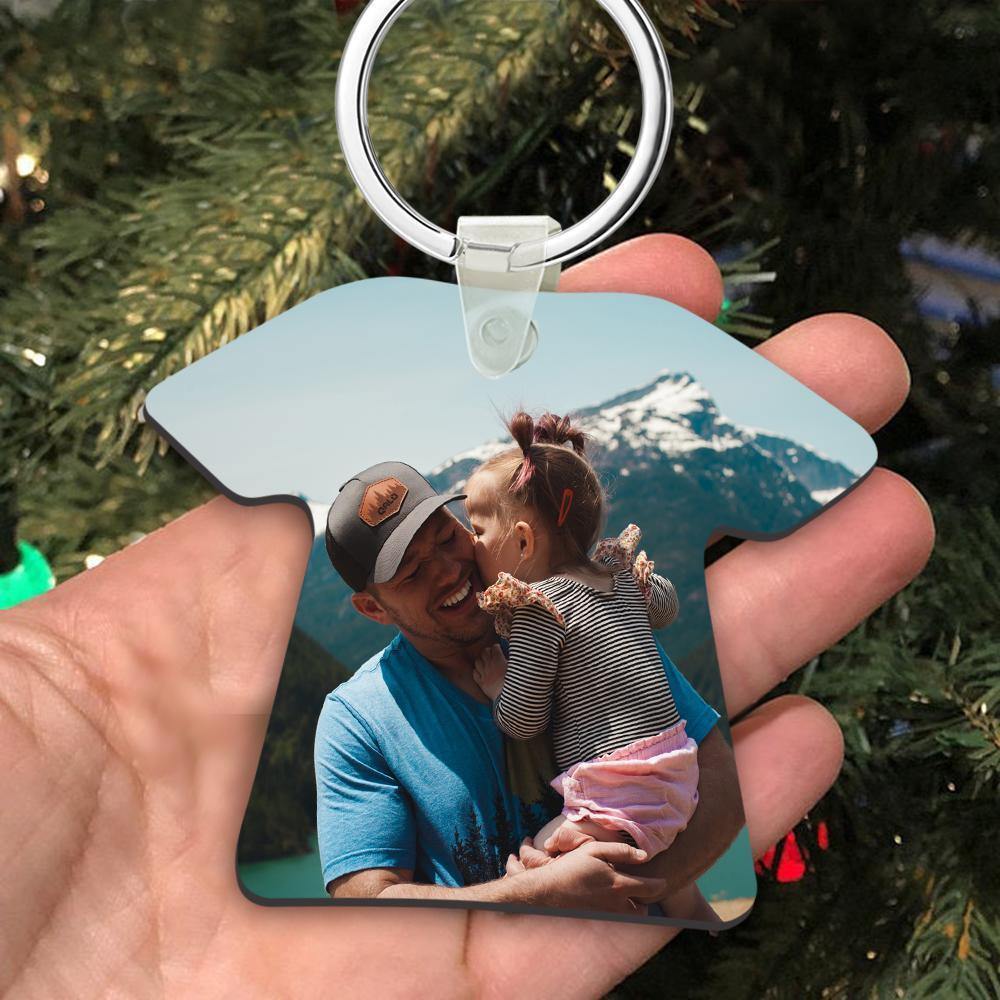 Custom Photo Keychain Density Board Keychain Memorial Gift T-shirt Shape - soufeelus