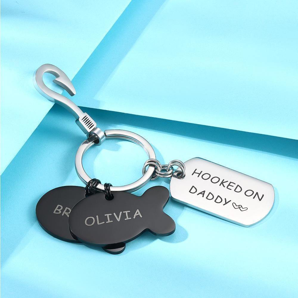 Engraved Little Fish Key Chain with 2 Fish Gift for Lover - soufeelus