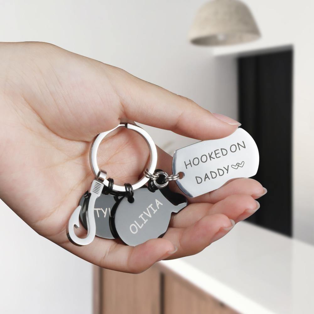 Engraved Little Fish Key Chain with 2 Fish Gift for Lover - soufeelus