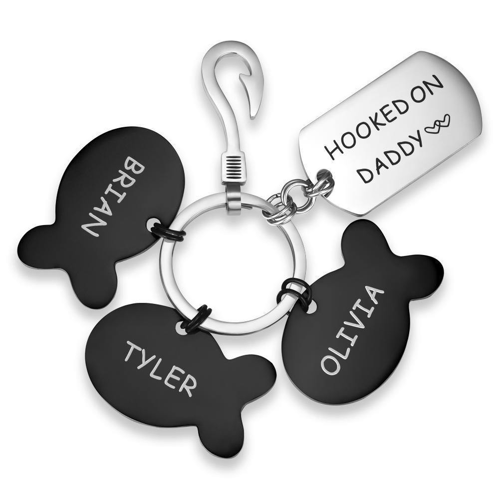 Engraved Little Fish Key Chain with 3 Fish Gift for Family - soufeelus
