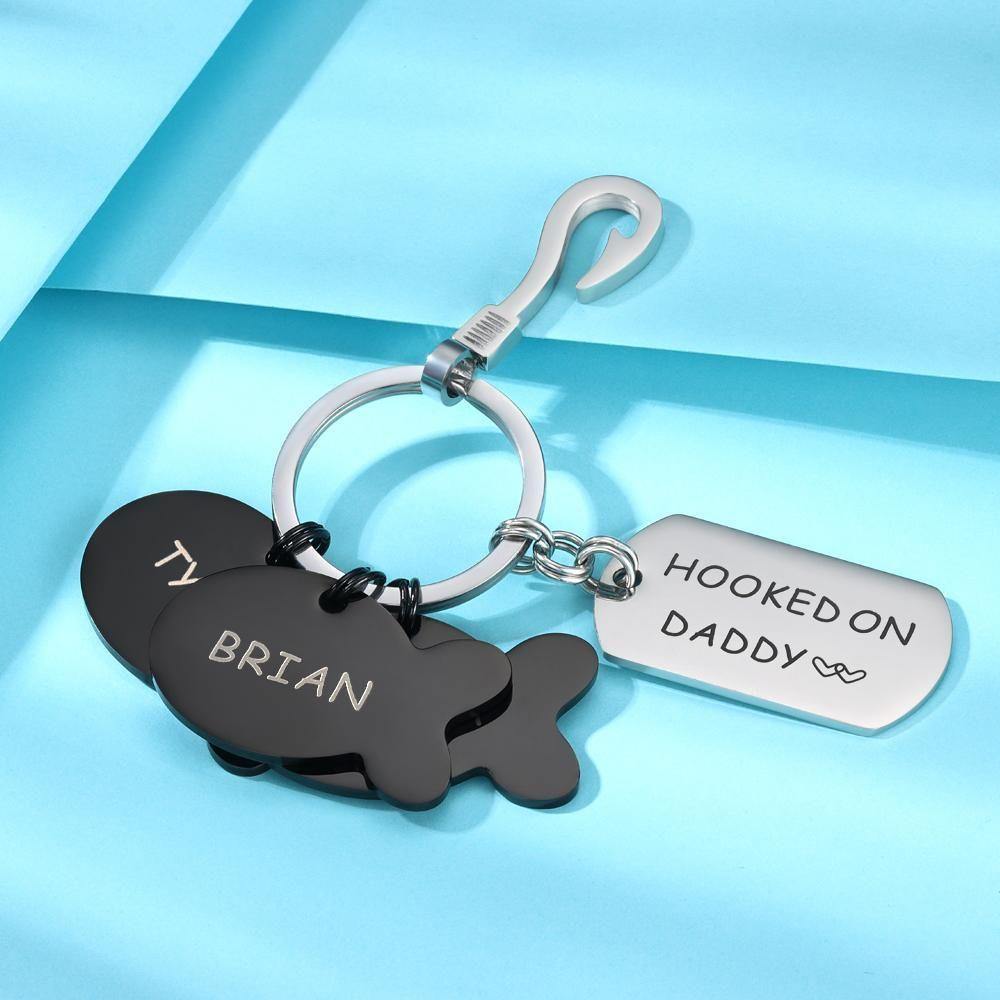 Engraved Little Fish Key Chain with 3 Fish Gift for Family - soufeelus