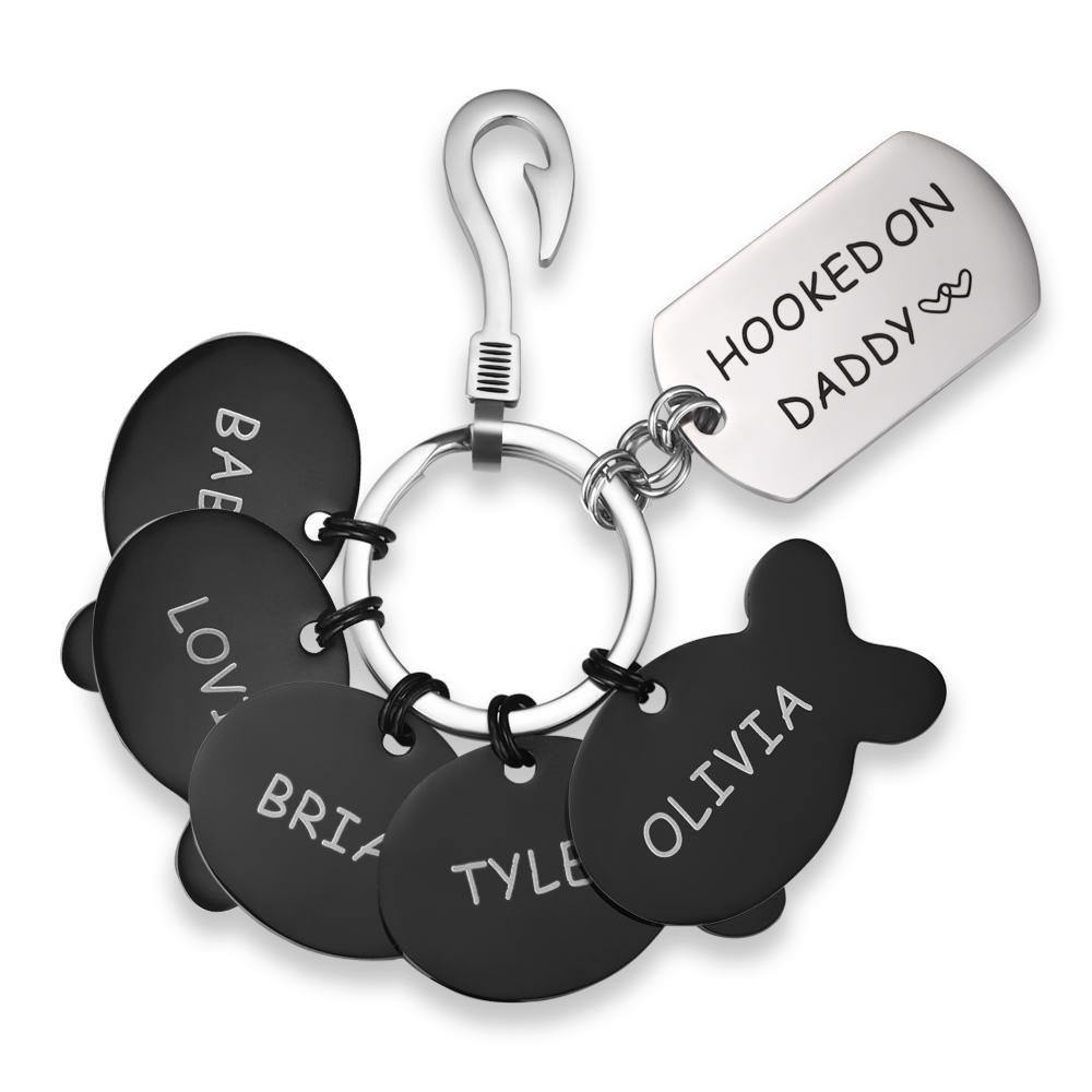 Engraved Little Fish Key Chain with 5 Fish Happy Fish - soufeelus