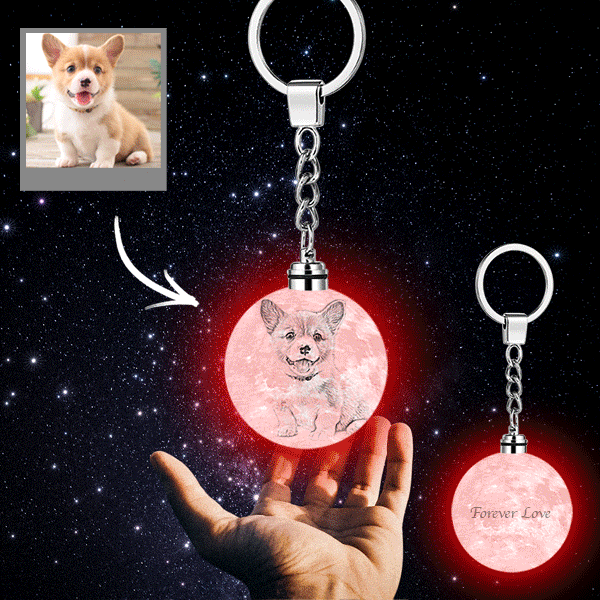 Custom Photo Moon Lamp Keychain 3D Printed Colorful Memorial Gifts