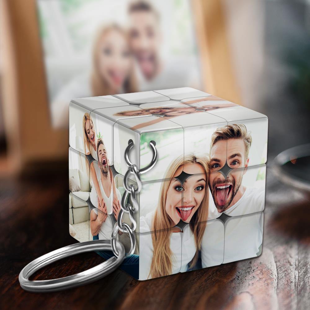 Custom Multiphoto Rubic‘s Cube Keychain Couples
