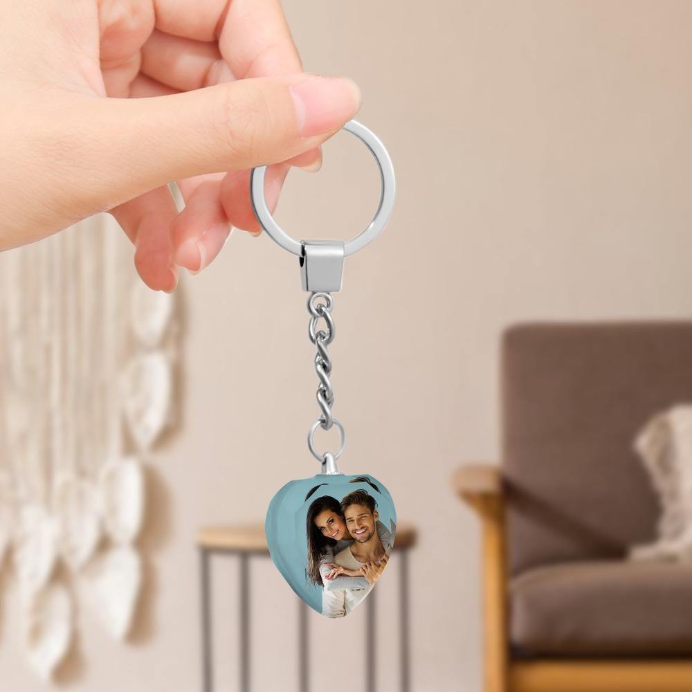 Custom Photo Keychain Crystal Keychain Couple's Gifts Heart-shaped