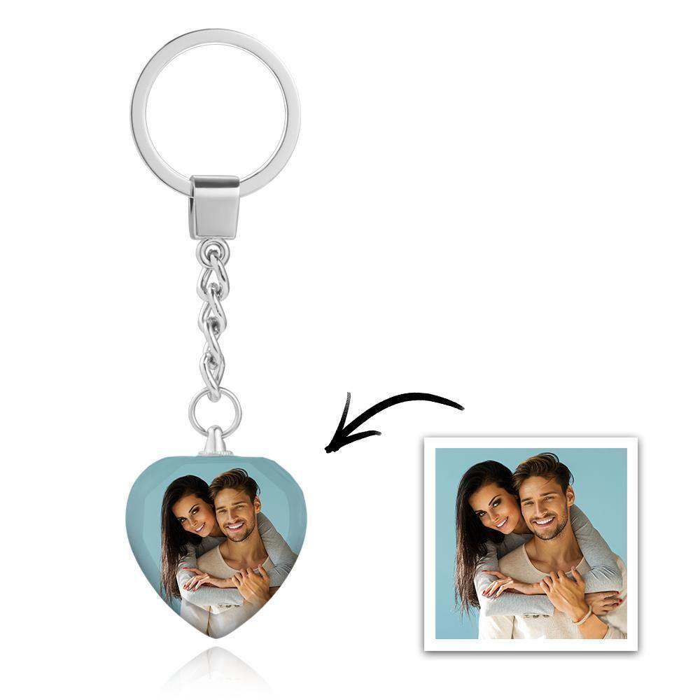 Custom Photo Keychain Crystal Keychain Couple's Gifts Heart-shaped - soufeelus