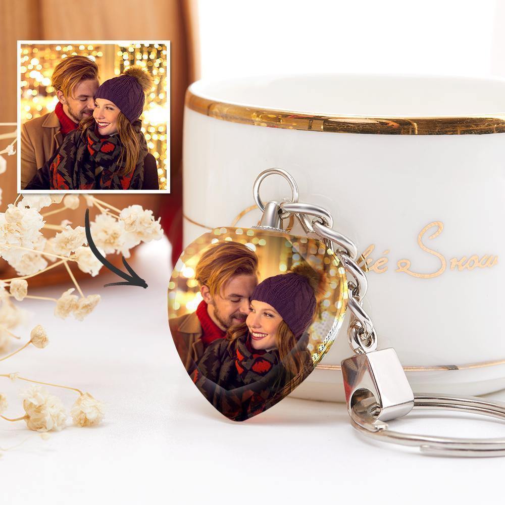 Custom Photo Keychain Crystal Keychain Couple's Gifts - soufeelus