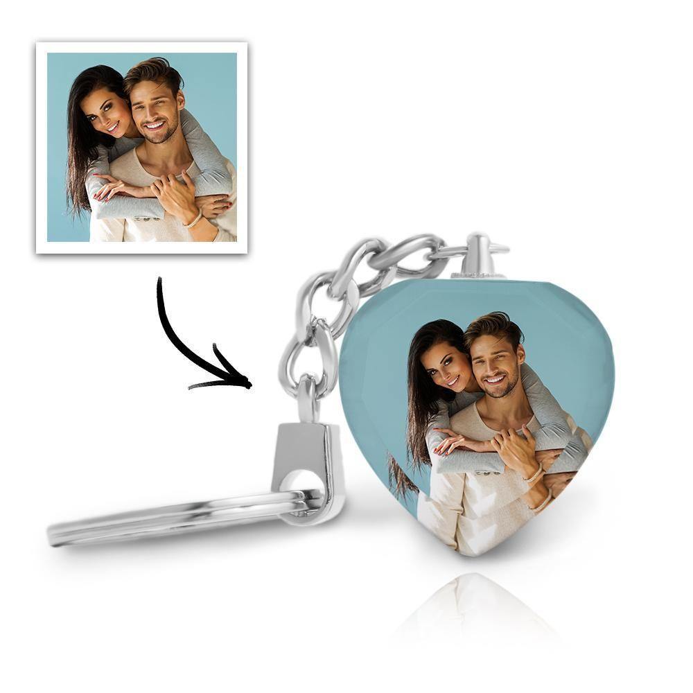 Custom Photo Keychain Crystal Keychain Couple's Gifts Heart-shaped - soufeelus