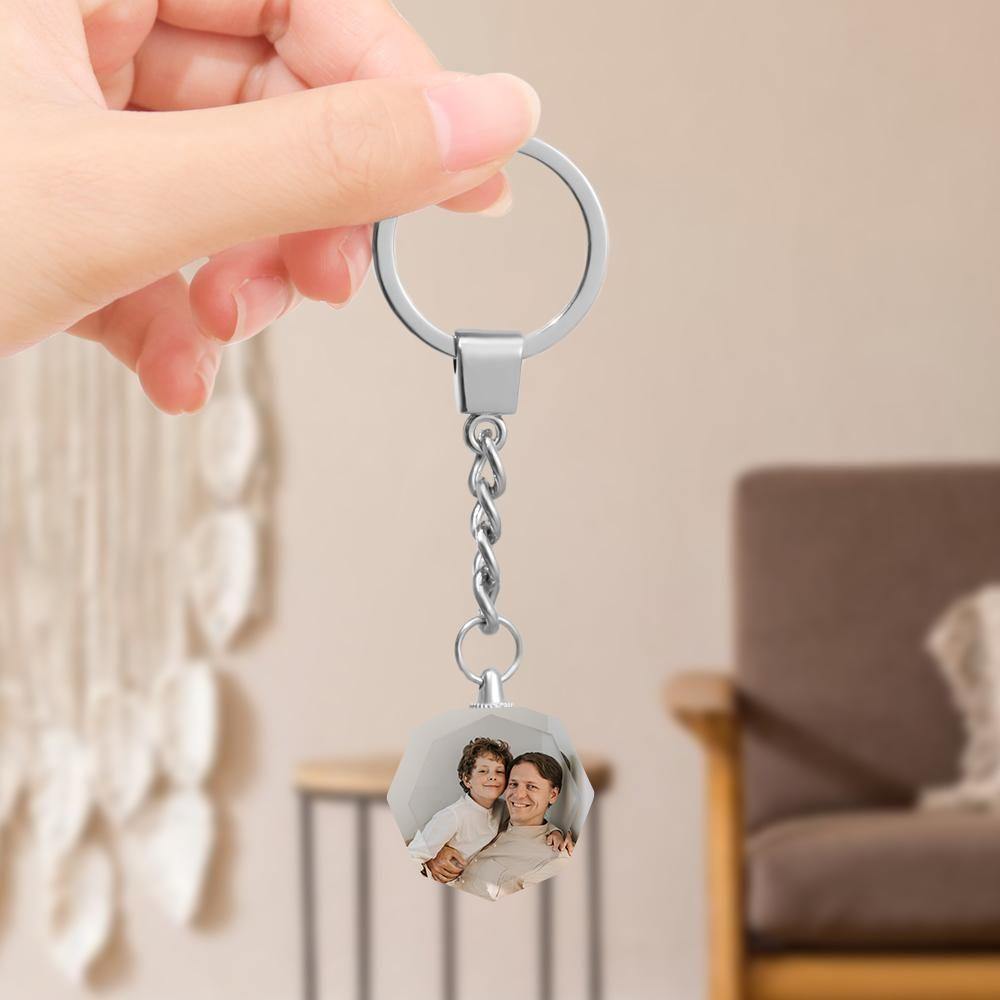 Custom Photo Keychain Crystal Keychain Father's Gifts Octagon - soufeelus