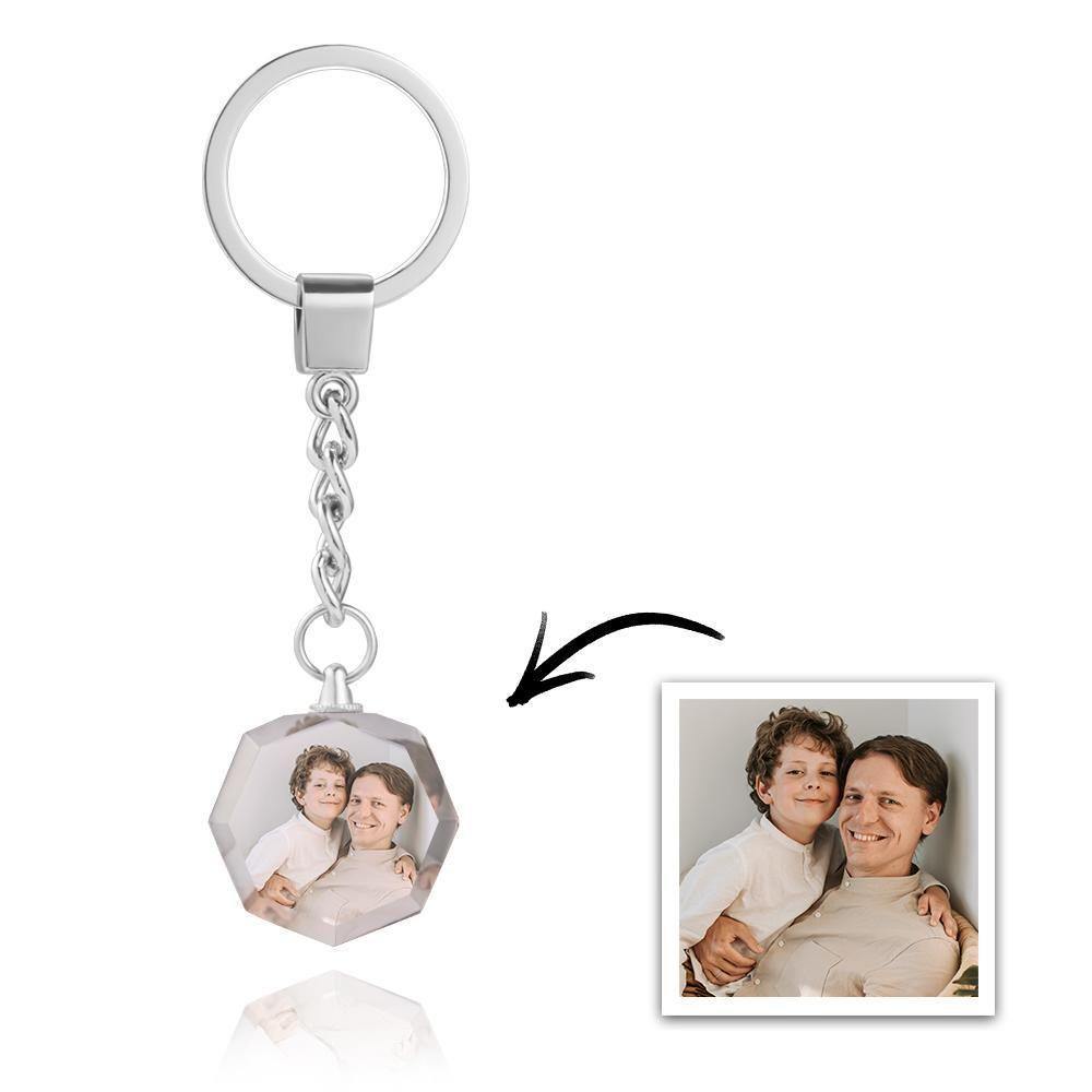 Custom Photo Keychain Crystal Keychain Father's Gifts Octagon - soufeelus