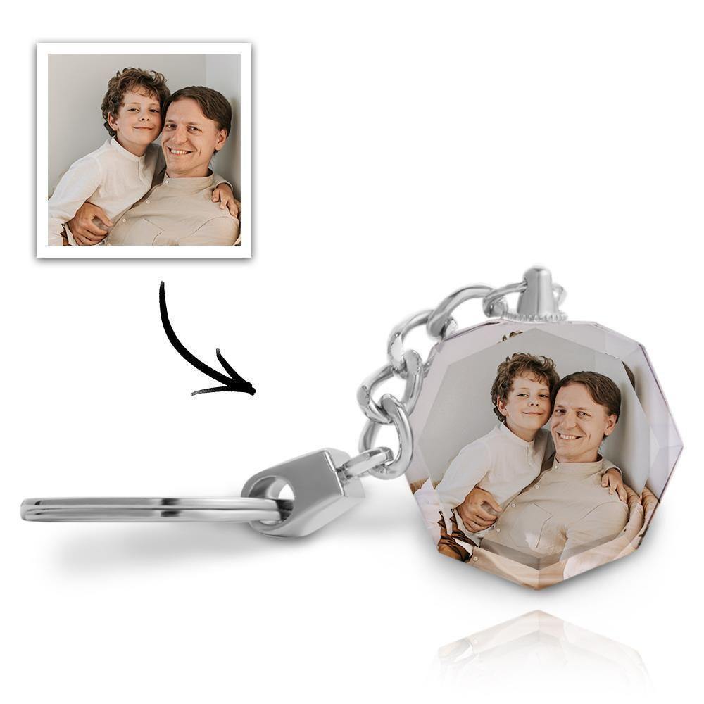 Custom Photo Keychain Crystal Keychain Father's Gifts Octagon - soufeelus