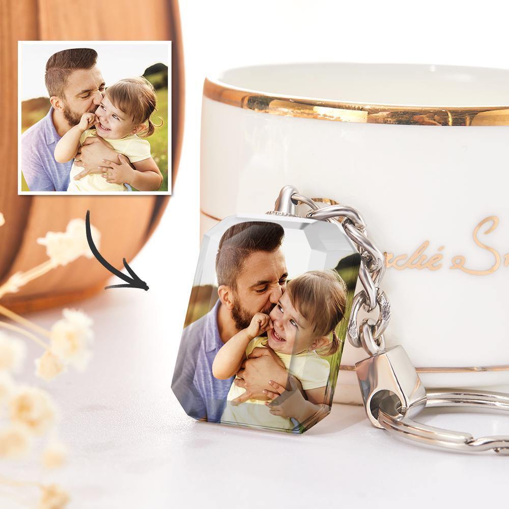 Custom Photo Keychain Crystal Keychain for Father's Gifts - soufeelus