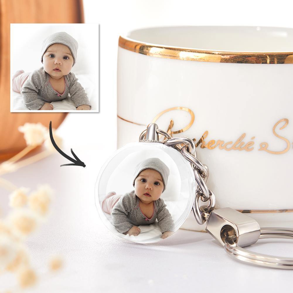 Custom Photo Keychain Crystal Keychain Round-shaped - soufeelus