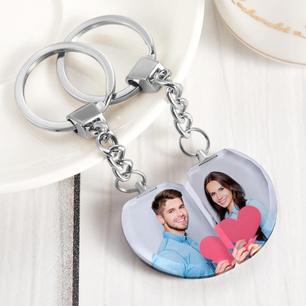 Photo Keychain Crystal Keychain Couple's Gifts Heart-shaped - soufeelus