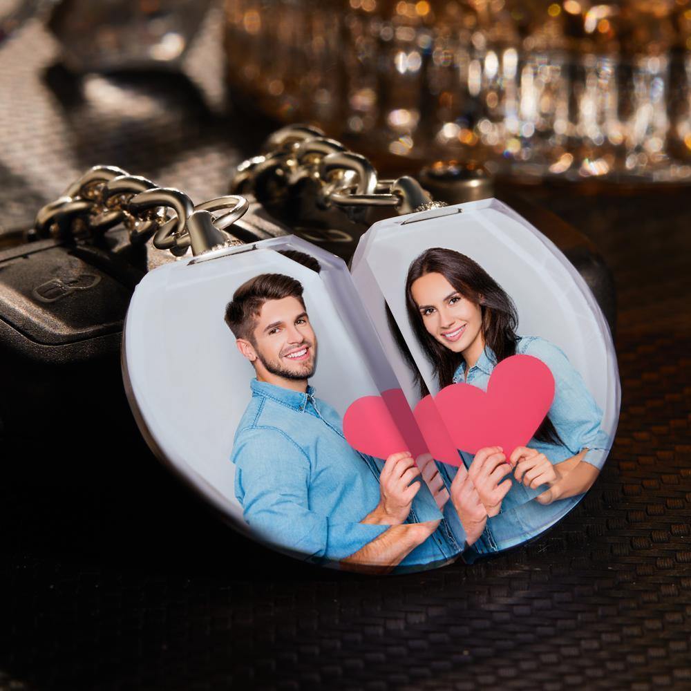 Photo Keychain Crystal Keychain Couple's Gifts Heart-shaped - soufeelus