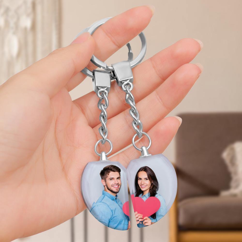 Photo Keychain Crystal Keychain Couple's Gifts Heart-shaped - soufeelus