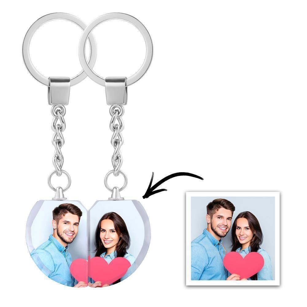 Photo Keychain Crystal Keychain Couple's Gifts Heart-shaped - soufeelus