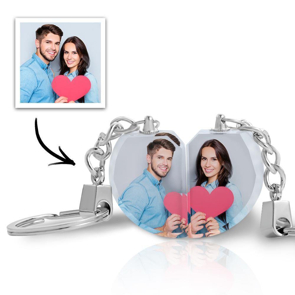 Photo Keychain Crystal Keychain Couple's Gifts Heart-shaped - soufeelus