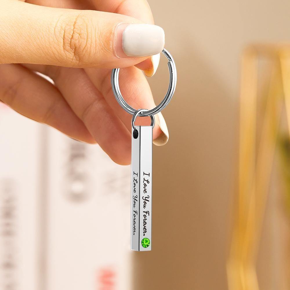 Custom Keychain 3D Engraved Keychain with Birthstone January - soufeelus