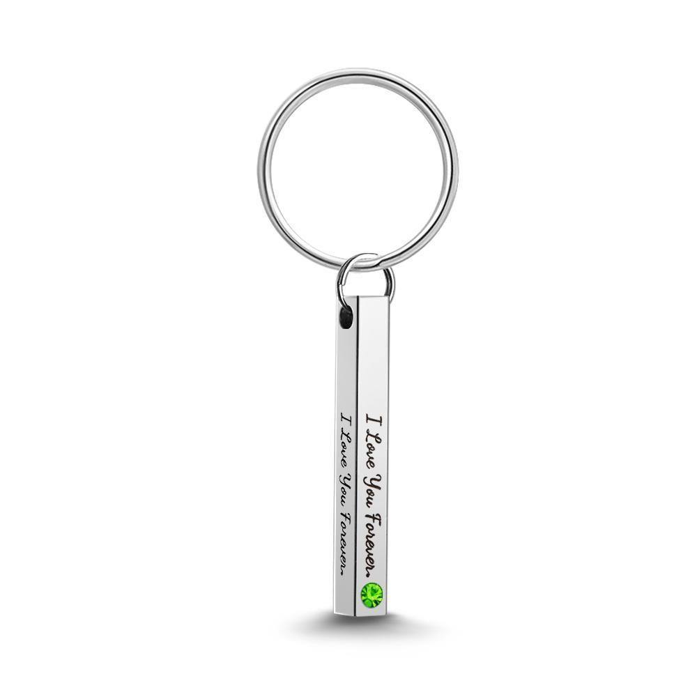 Custom Keychain 3D Engraved Keychain with Birthstone January - soufeelus