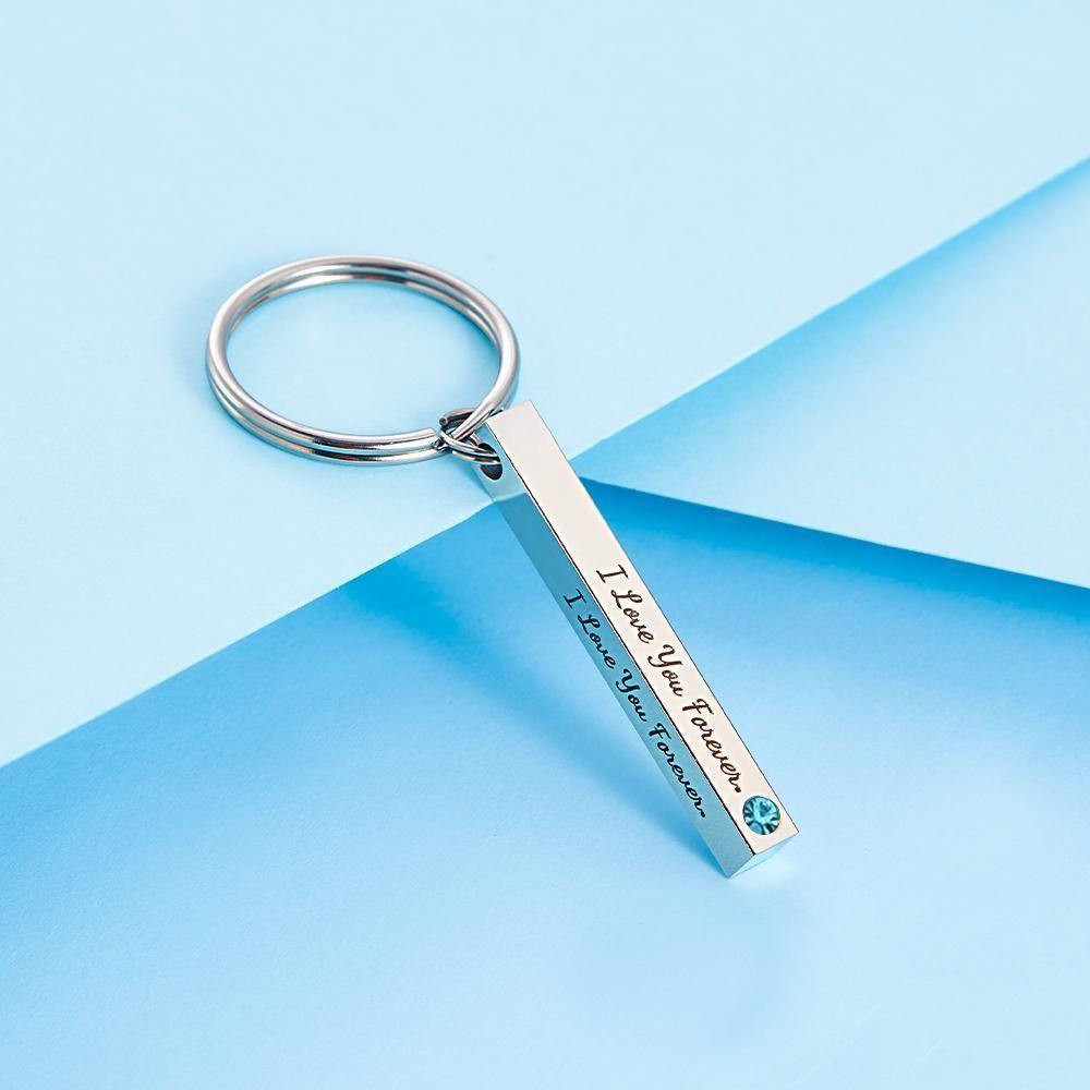 3D Engraved Keychain with Birthstone February - soufeelus