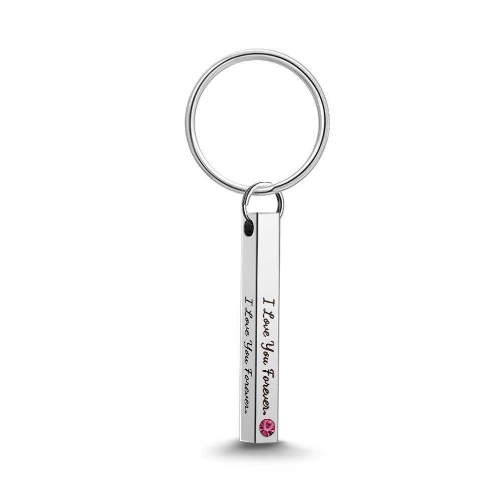 Custom Keychain 3D Engraved Keychain with Birthstone March Birthday Gifts - soufeelus