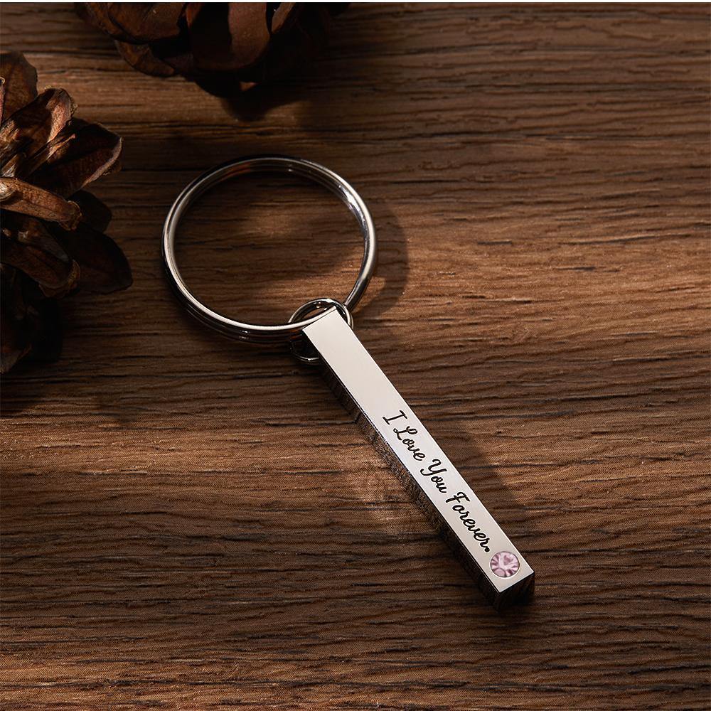 Custom Engraved Keychain 3D Keychain with Birthstone November - soufeelus