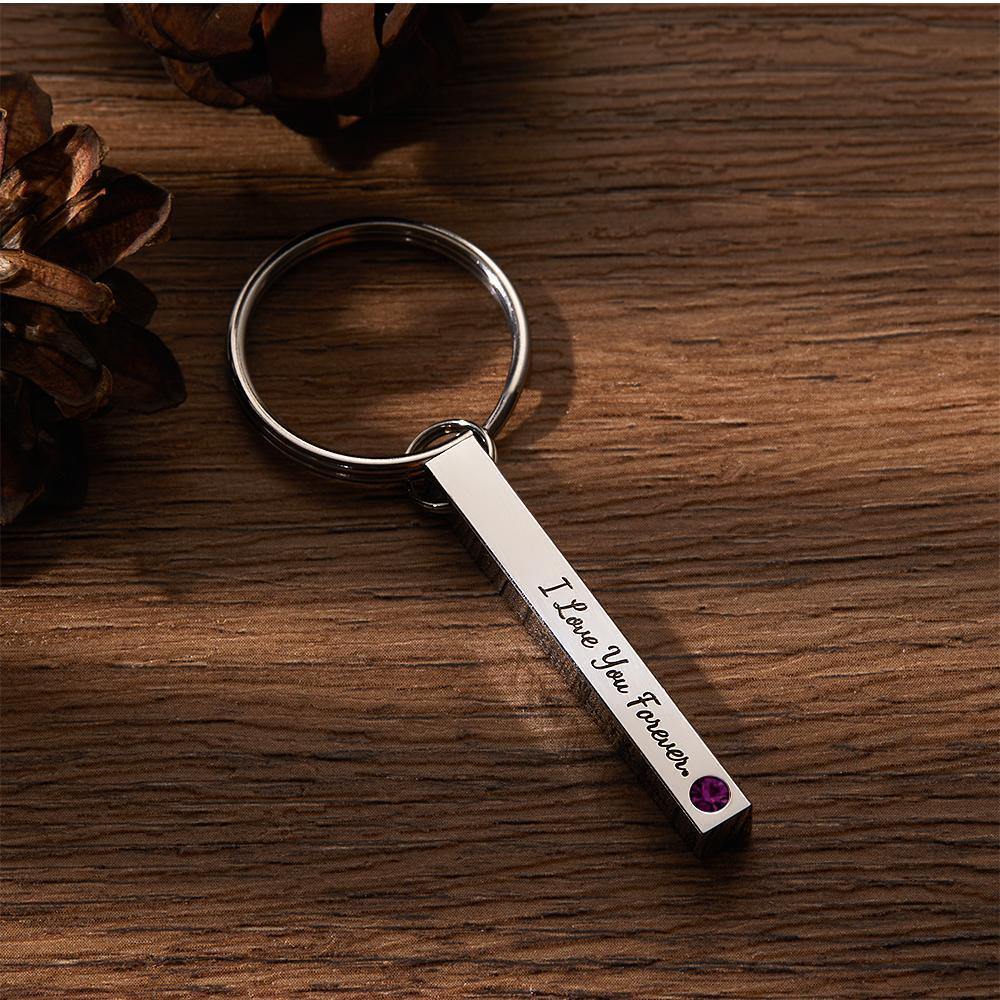 Custom Engraved Keychain 3D Keychain with Birthstone December - soufeelus