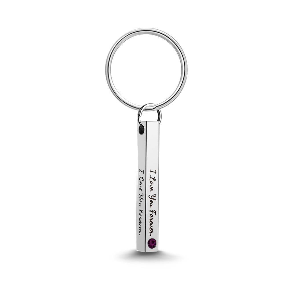 Custom Engraved Keychain 3D Keychain with Birthstone December - soufeelus